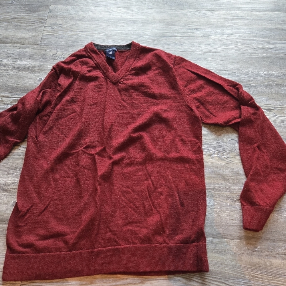 Men's Red V-Neck Sweater
